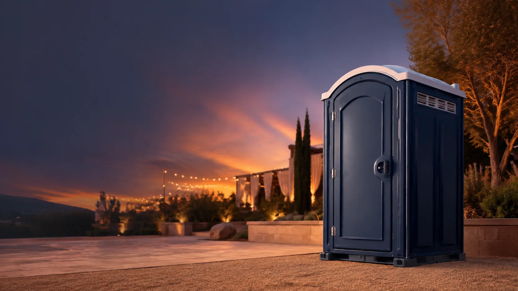 Portable restroom shown for rental planning in Mesquite, TX